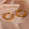 Elegant gold hoop earrings, waterproof and tarnish-resistant.
