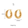 Gold S-sized hoop earrings with 22mm diameter and 20.6mm width, waterproof and tarnish-resistant.