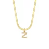 18K gold "Z" initial necklace with pearl accents, waterproof and durable.