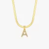 18K gold-plated letter "A" pendant necklace adorned with pearls, displayed on a clean white background for a polished and chic look.