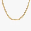 A gold herringbone chain necklace with a polished finish, displayed against a white background to highlight its sleek design.