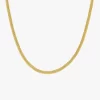 A close-up image of a gold herringbone chain against a white background, showcasing its smooth and flexible design.
