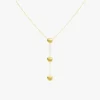 18K gold necklace with three heart pendants on a delicate chain, waterproof and tarnish-resistant.