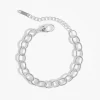 Stainless steel silver chain bracelet with adjustable clasp, stylish and durable.