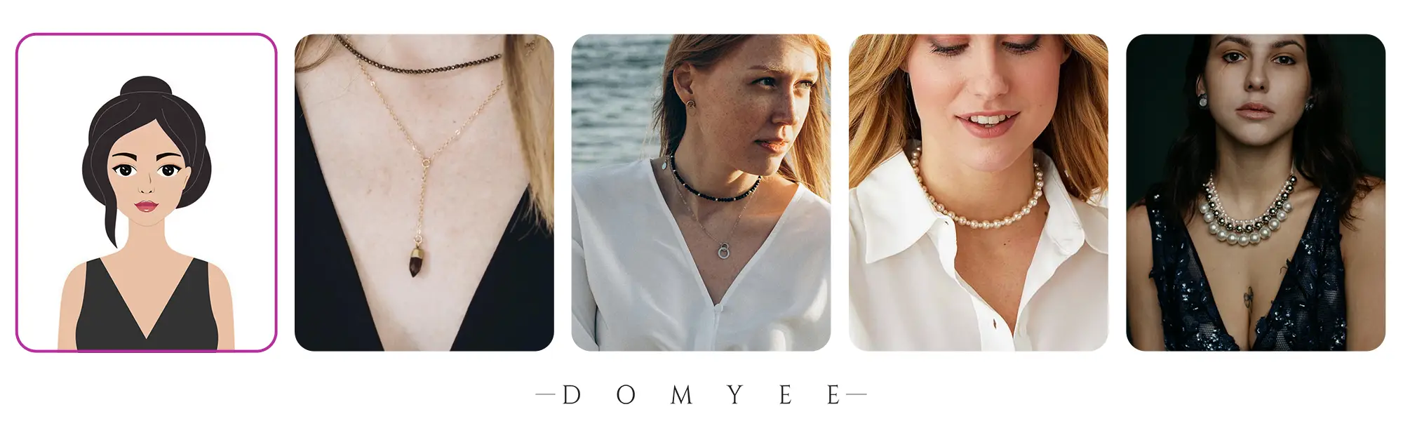 The beautiful models gave us some tips on how to match different necklaces to the V-collar.