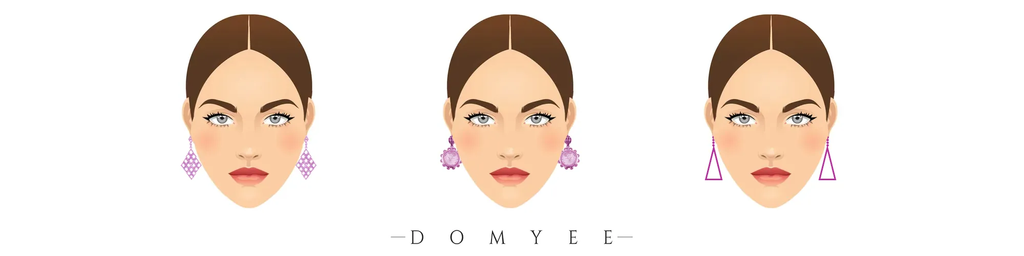 These cartoon illustrations give some advice on how to select earrings that fit a diamond face.