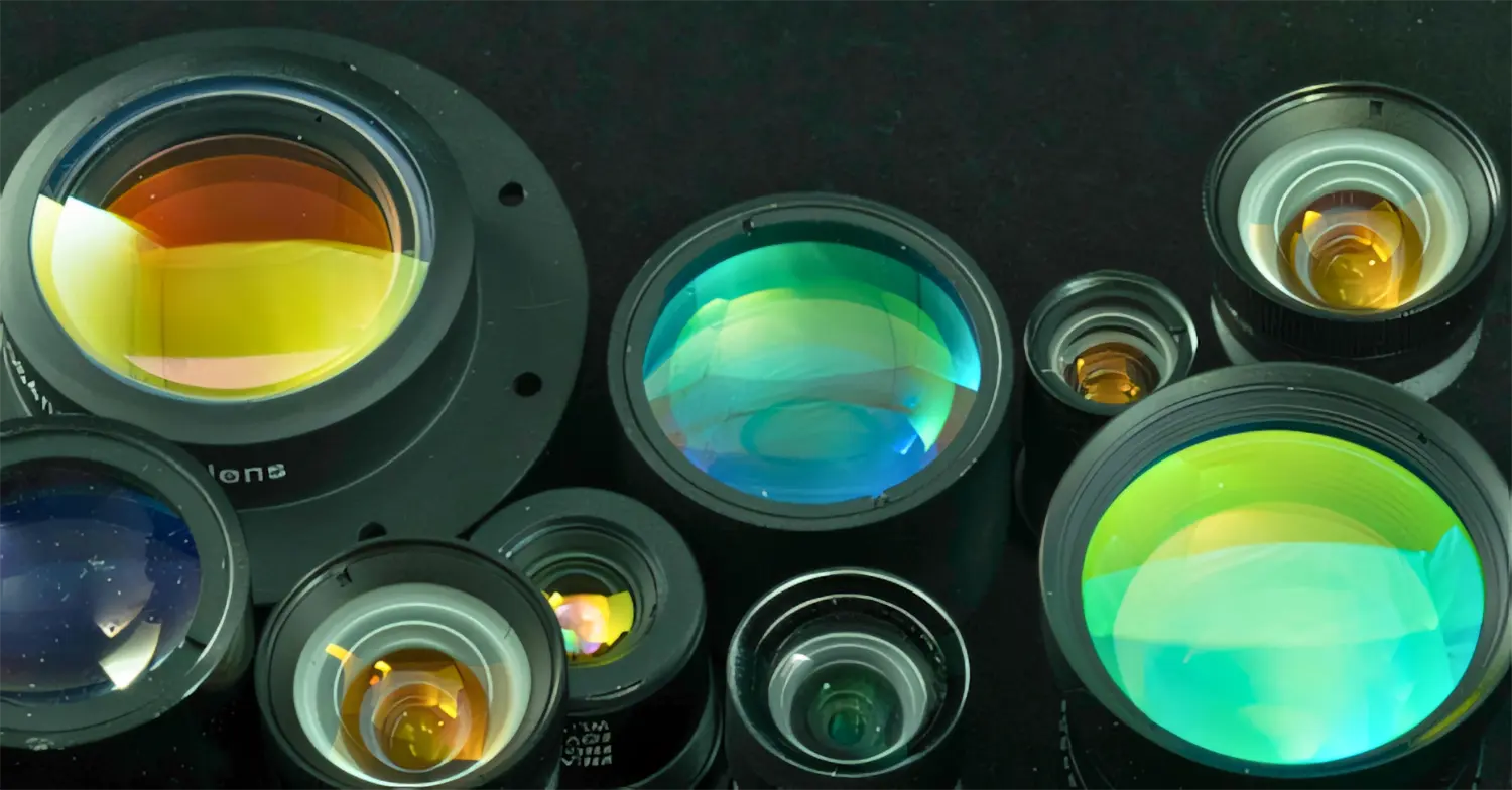 The lens is covered with a thin film to protect the glass.