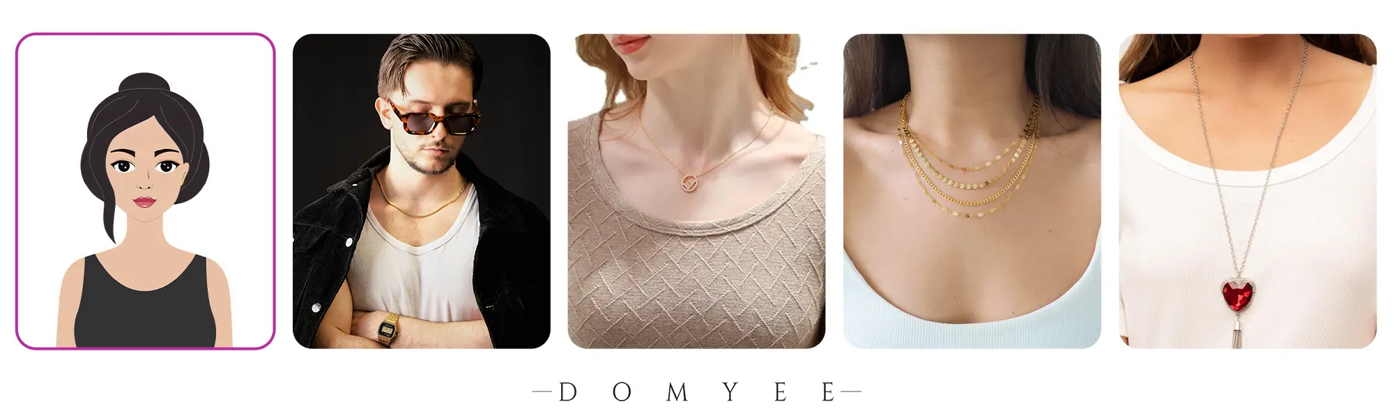 The models showed how to match the necklaces better if they were wearing scoop neck clothes.