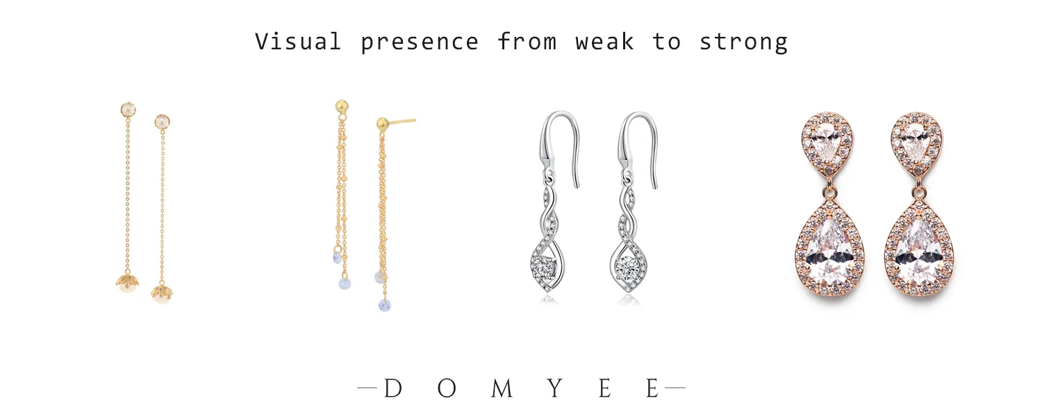 Examples shows that the visual presence of earrings is enhanced from left to right.